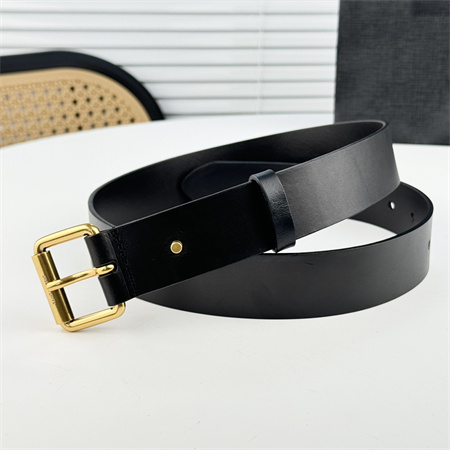 YSL Belts In Leather 35MM Gold Hardware Black