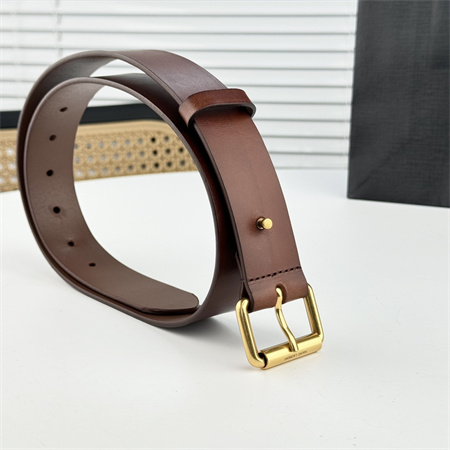 YSL Belts In Leather 35MM Gold Hardware Brown