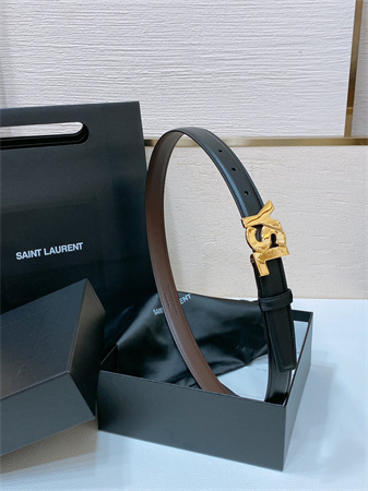 YSL Belts In Leather 24MM Shinny Gold Hardware Black