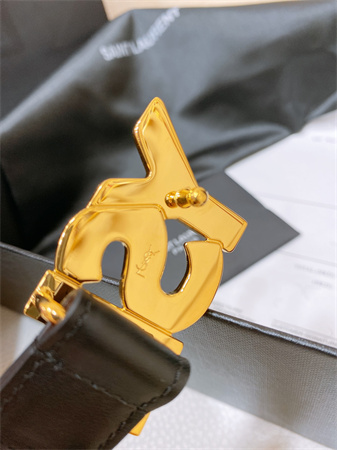 YSL Belts In Leather 24MM Shinny Gold Hardware Black