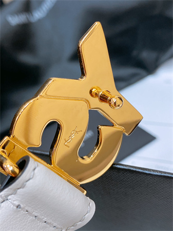 YSL Belts In Leather 24MM Shinny Gold Hardware White