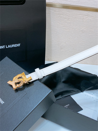 YSL Belts In Leather 24MM Shinny Gold Hardware White