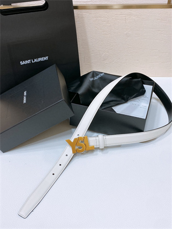 YSL Belts In Leather 24MM Aged Gold Hardware White