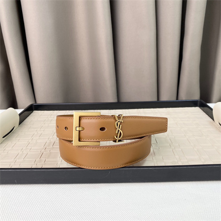 YSL Belts In Leather 30MM Gold Hardware Brown