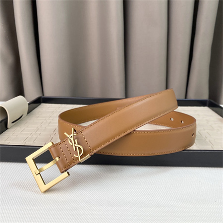 YSL Belts In Leather 30MM Gold Hardware Brown