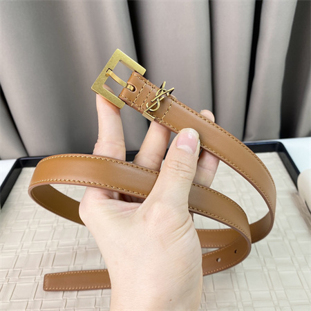 YSL Belts In Leather 20MM Gold Hardware Brown