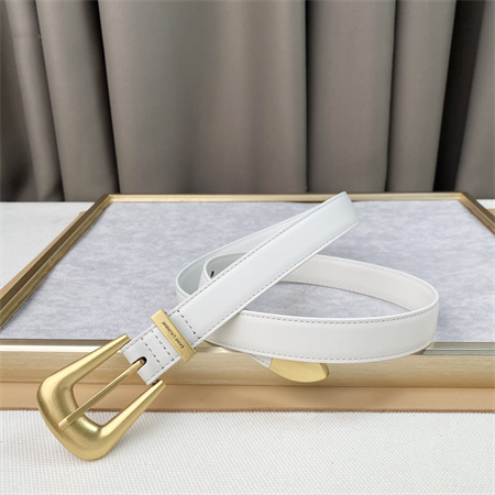 YSL Belts In Leather 25MM Gold Hardware White