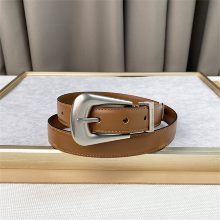 YSL Belts In Leather 25MM Silver Hardware Brown