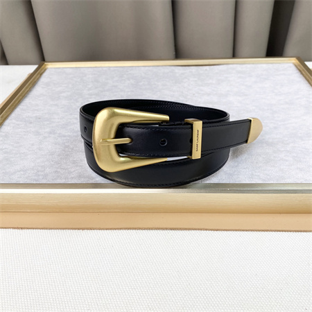 YSL Belts In Leather 25MM Gold Hardware Black