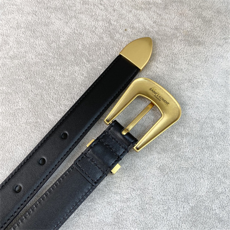 YSL Belts In Leather 25MM Gold Hardware Black