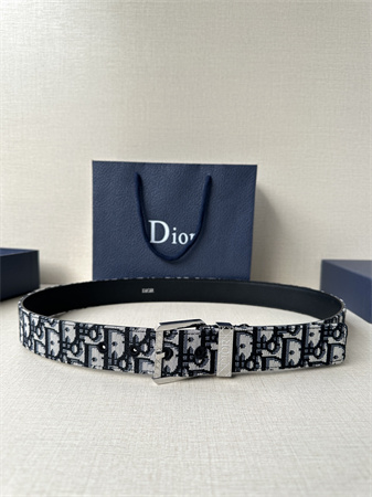 Dior Belts In Blue Jacquard Canvas & Calfskin 35MM Hardware Color Options