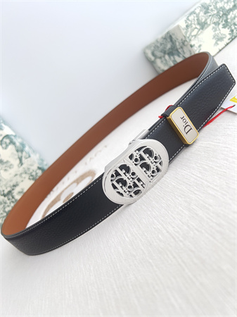 Dior Belts In Calfskin Black/Brown 35MM Gold Hardware