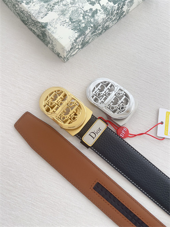 Dior Belts In Calfskin Black/Brown 35MM Gold Hardware