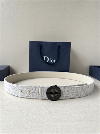 Dior Belts In Beige Jacquard Canvas & Calfskin 35MM Black Hardware