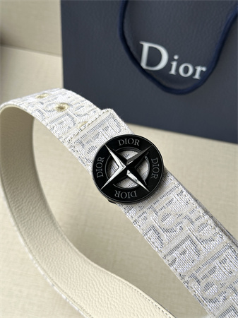 Dior Belts In Beige Jacquard Canvas & Calfskin 35MM Black Hardware