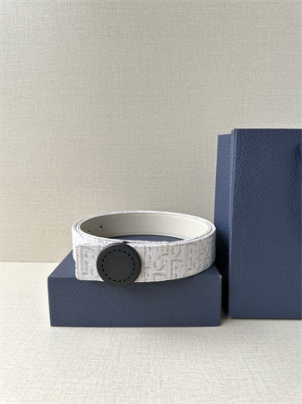 Dior Belts In Beige Jacquard Canvas & Calfskin 35MM Black Hardware