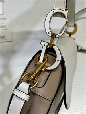 CD Saddle Bag Smooth Calfskin Beige/White