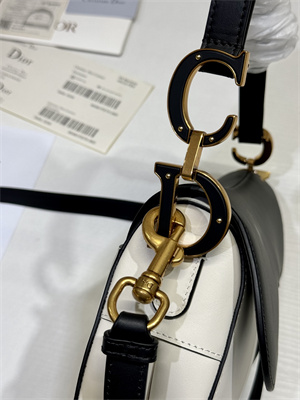CD Saddle Bag Smooth Calfskin White/Black