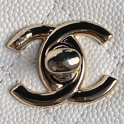 Chanel Clutch with Chain Grained Calfskin & Gold-Tone Metal White AP4244