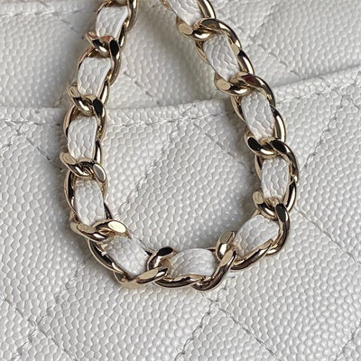 Chanel Clutch with Chain Grained Calfskin & Gold-Tone Metal White AP4244