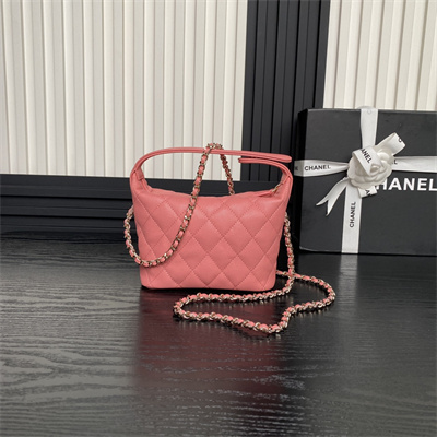 Chanel Small Hobo Bag Grained Calfskin & Gold-Tone Metal Pink AP4386