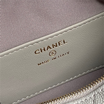 Chanel Small Hobo Bag Grained Calfskin & Gold-Tone Metal Grey AP4386
