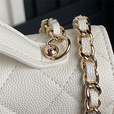 Chanel Clutch with Chain Grained Calfskin & Gold-Tone Metal White AP4406