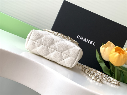 Chanel Classic Clutch with Chain Grained Calfskin & Gold-Tone Metal White AP4422