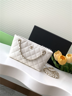 Chanel Clutch with Chain Grained Calfskin & Gold-Tone Metal White AP4423