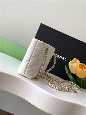 Chanel Clutch with Chain Grained Calfskin & Gold-Tone Metal White AP4423