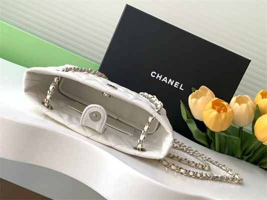 Chanel Clutch with Chain Grained Calfskin & Gold-Tone Metal White AP4423