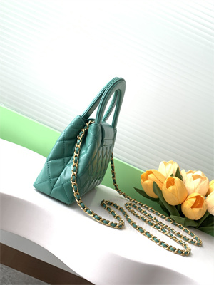 Cha.nel Mini Shopping Bag Kelly Bag Shiny Aged Calfskin Gold-Tone Metal Green AS4416