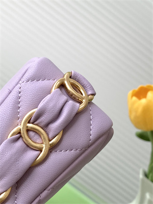 Cha.nel Small Flap Bag Lambskin & Gold-Tone Metal Lt Purple AS5174