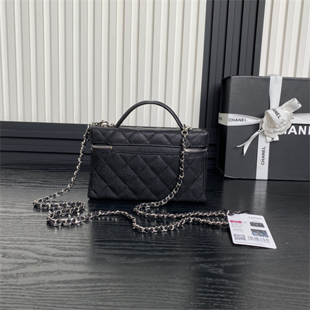 Chanel Vanity with chain Grained Calfskin & Silver-Tone Metal Black AP4414
