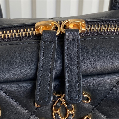 Chanel Top Handle Bag with chain Lambskin & Gold-Tone Metal Black AS5300