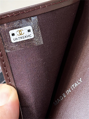 Chanel Small Flap Wallet Tri-Fold Grained Calfskin Silver Tone Metal Black A82288 (big grain)