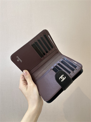 Chanel Snap Wallet Lambskin Silver Tone Metal Black A48667