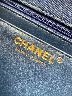 Cha.nel Mini Classic Flap Bag Denim Gold Tone Metal 01116