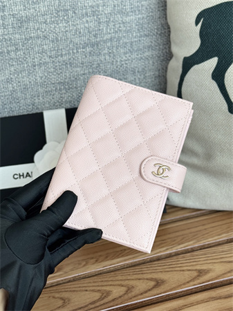 Chanel Passport Holder In Grained Calfskin Silver Tone Metal Pink AP3658