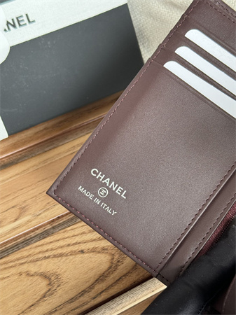 Chanel Passport Holder In Lambskin Silver Tone Metal Black AP3658