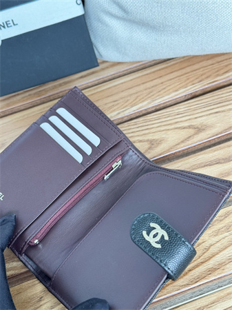 Chanel Passport Holder In Grained Calfskin Silver Tone Metal Black AP3658