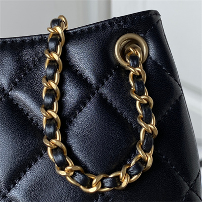 Chanel Small Messenger Bag Lambskin Gold Tone Metal Black AS4609