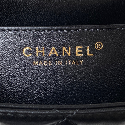 Chanel Small Messenger Bag Lambskin Gold Tone Metal Black AS4609