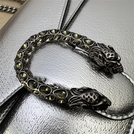 Gu.cci Dionysus small shoulder bag Silver Leather 400249