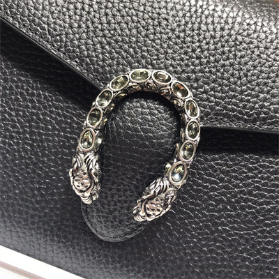 Gu.cci Dionysus GG Supreme chain wallet Black Leather 401231