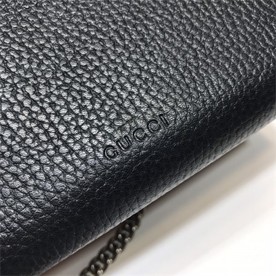 Gu.cci Dionysus GG Supreme chain wallet Black Leather 401231
