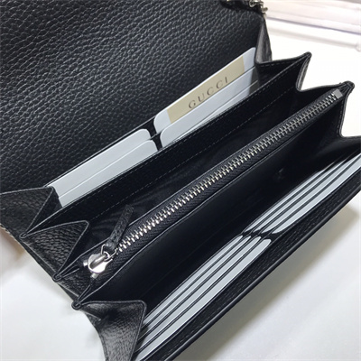 Gu.cci Dionysus GG Supreme chain wallet Black Leather 401231
