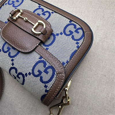 Gu.cci Horsebit 1955 Blue Jumbo GG Mini Bag  658574