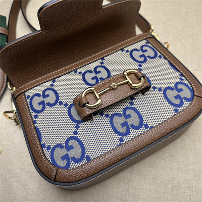 Gu.cci Horsebit 1955 Blue Jumbo GG Mini Bag  658574
