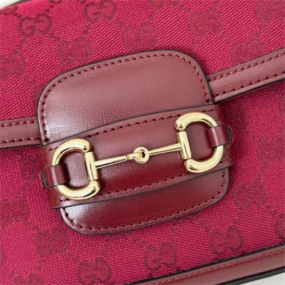 Gu.cci Horsebit 1955 Mini Bag GG Canvas Burgundy 658574